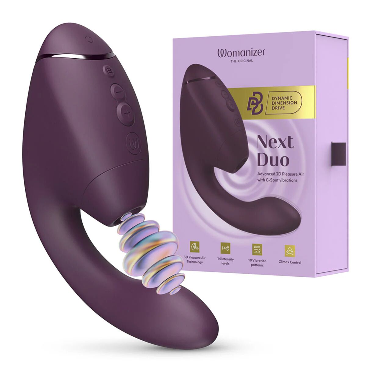 Подвійний вакуумний кліторальний стимулятор з вібрацією Womanizer Next Duo