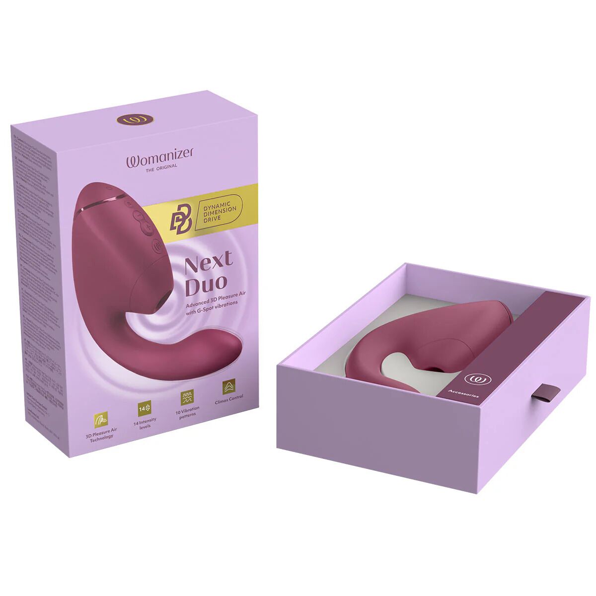 Подвійний вакуумний кліторальний стимулятор з вібрацією Womanizer Next Duo