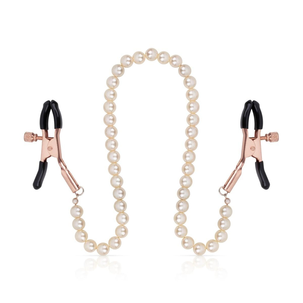 Затискачі для сосків з перлинним ланцюжком Rosy Gold Nipple Clamps Pearls