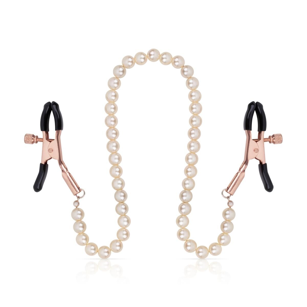 Затискачі для сосків з перлинним ланцюжком Rosy Gold Nipple Clamps Pearls