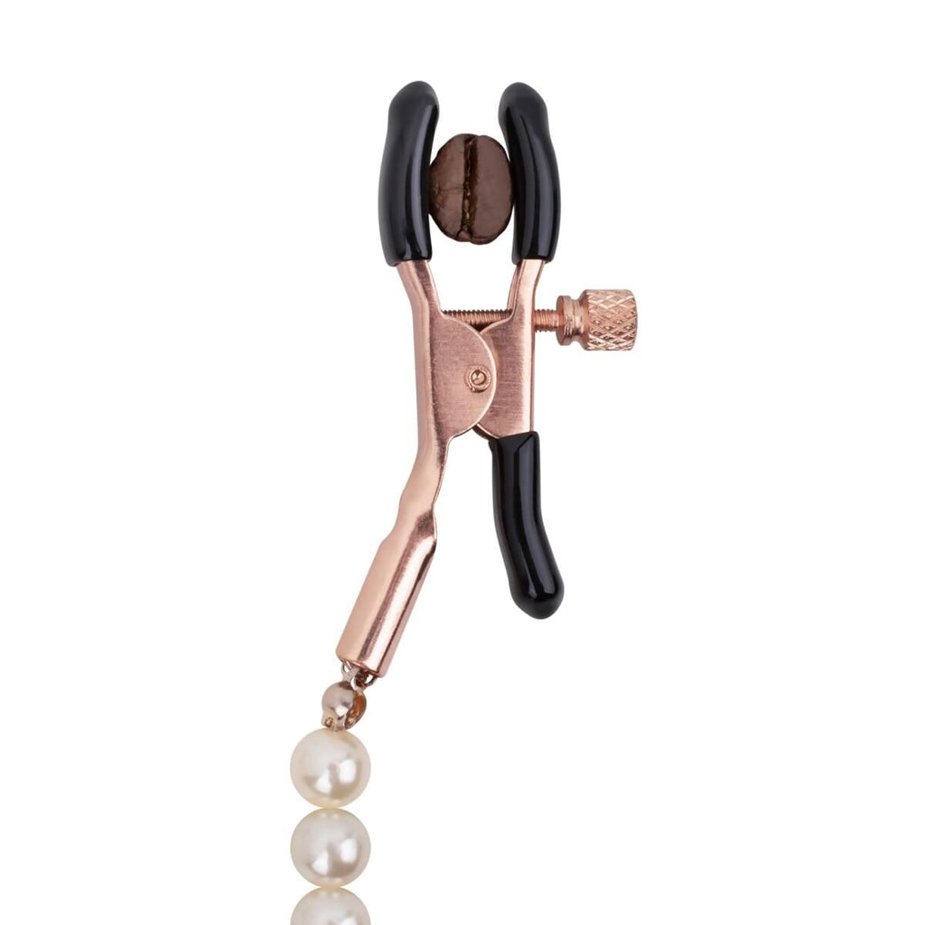Затискачі для сосків з перлинним ланцюжком Rosy Gold Nipple Clamps Pearls