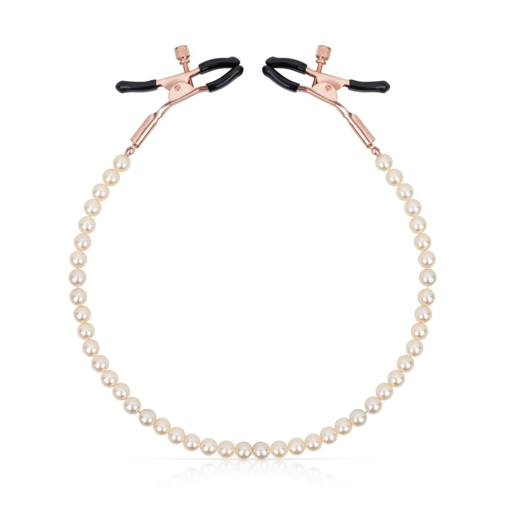 Затискачі для сосків з перлинним ланцюжком Rosy Gold Nipple Clamps Pearls