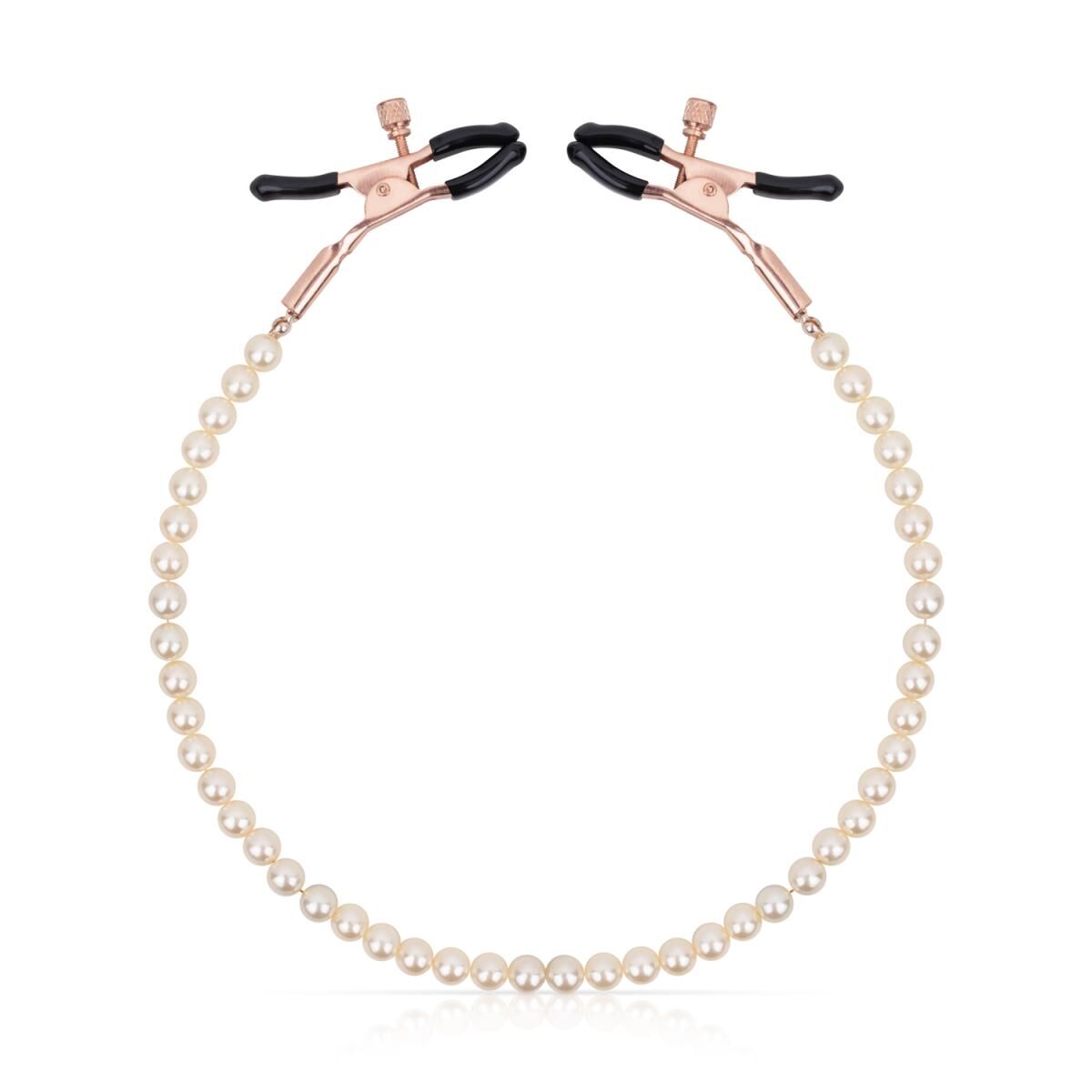 Затискачі для сосків з перлинним ланцюжком Rosy Gold Nipple Clamps Pearls