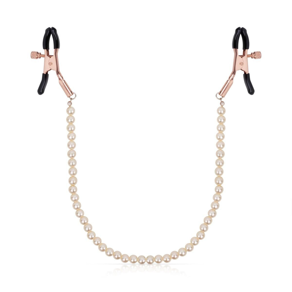 Затискачі для сосків з перлинним ланцюжком Rosy Gold Nipple Clamps Pearls