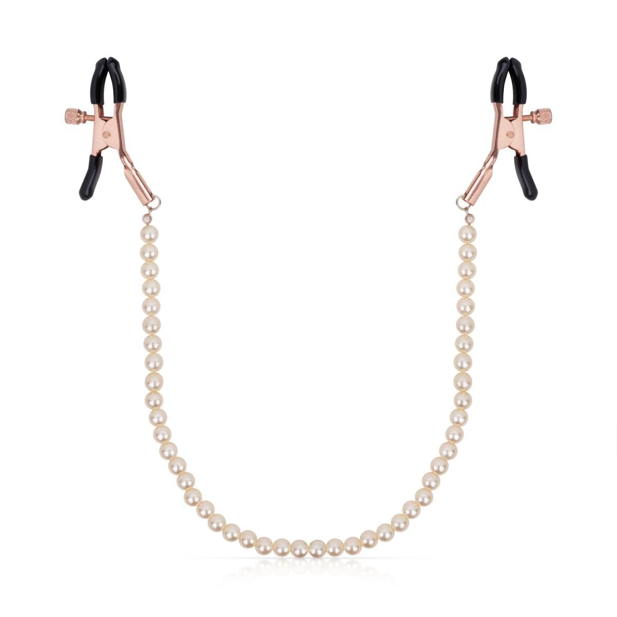 Затискачі для сосків з перлинним ланцюжком Rosy Gold Nipple Clamps Pearls
