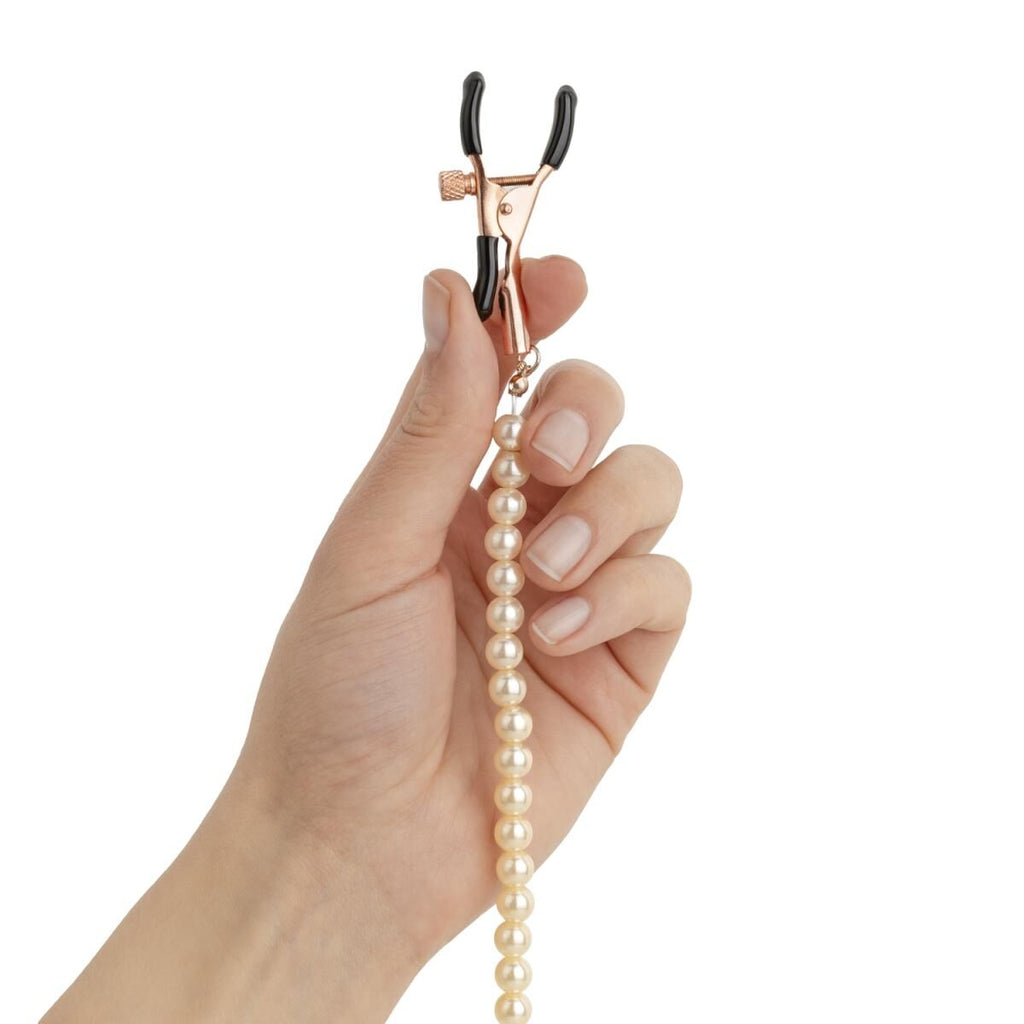Затискачі для сосків з перлинним ланцюжком Rosy Gold Nipple Clamps Pearls