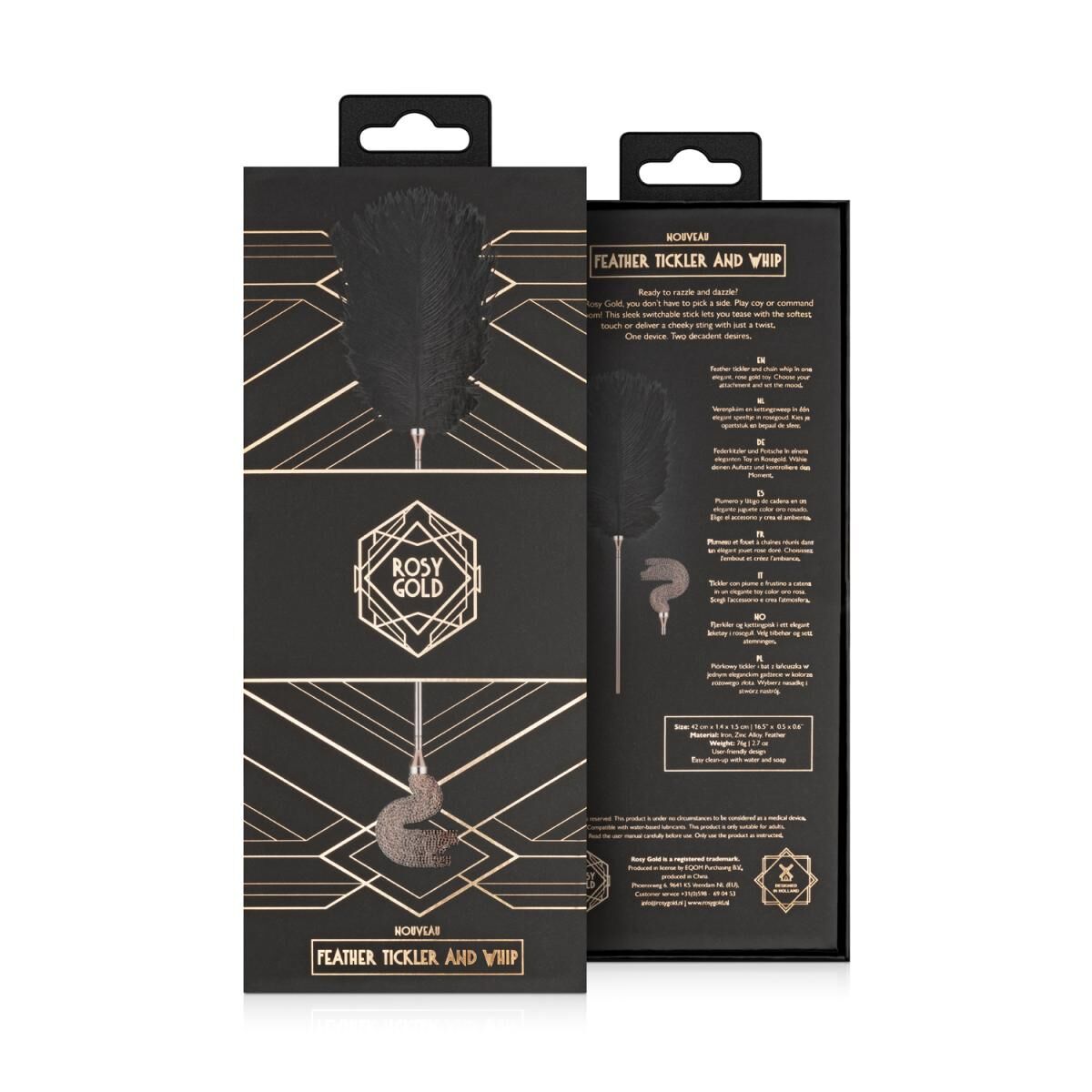 Лоскітка з металевим флогером Rosy Gold Feather Tickler &