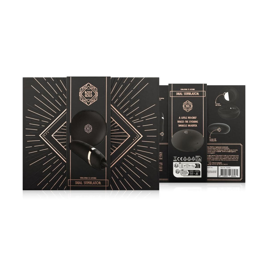 Мінівібратор з язичком Rosy Gold Vibrating & Licking Dual Stimulator