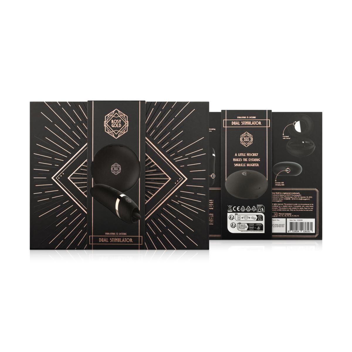Мінівібратор з язичком Rosy Gold Vibrating & Licking Dual Stimulator