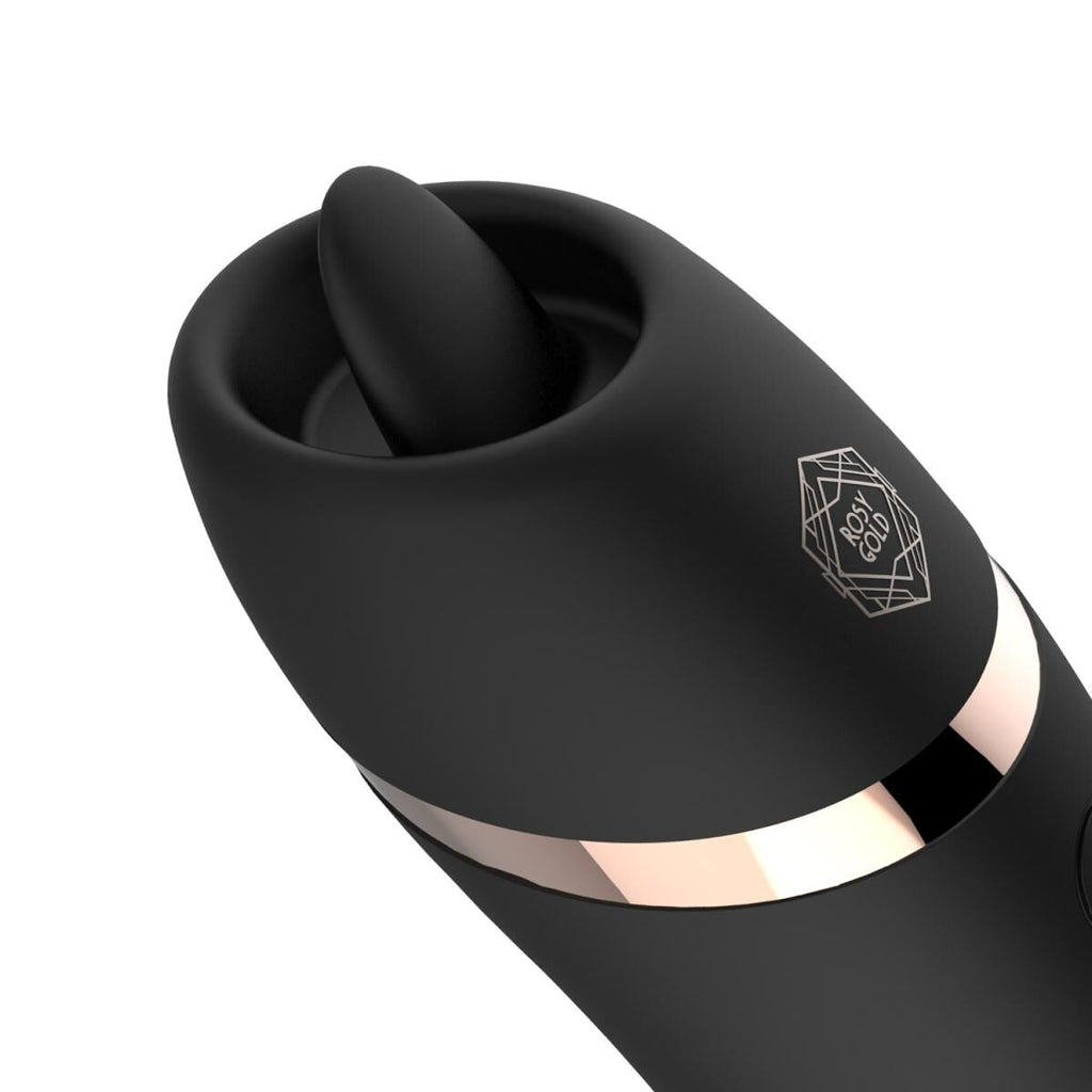 Мінівібратор з язичком Rosy Gold Vibrating & Licking Dual Stimulator