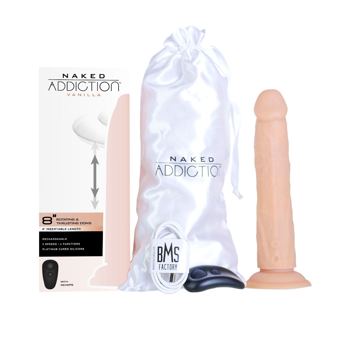 Фалоімітатор з ротацією та пульсацією Naked ADDICTION 8″ Rotating & Thrusting Dong