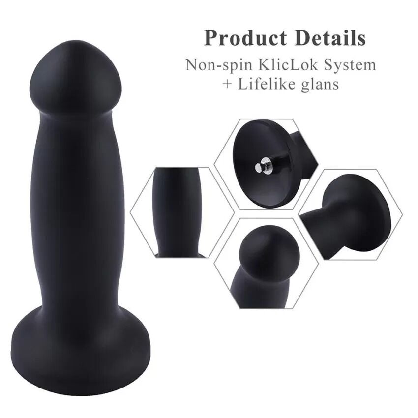Силіконовий фалоімітатор для секс-машин Hismith 7.2 Black Silicone Anal Dildo