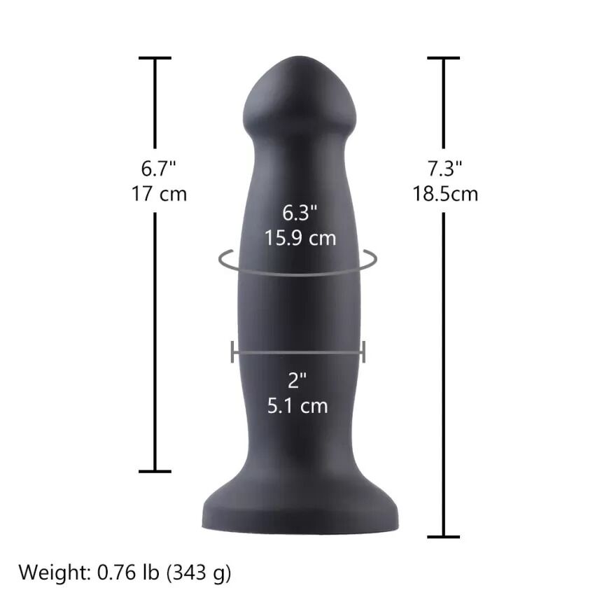 Силіконовий фалоімітатор для секс-машин Hismith 7.2 Black Silicone Anal Dildo