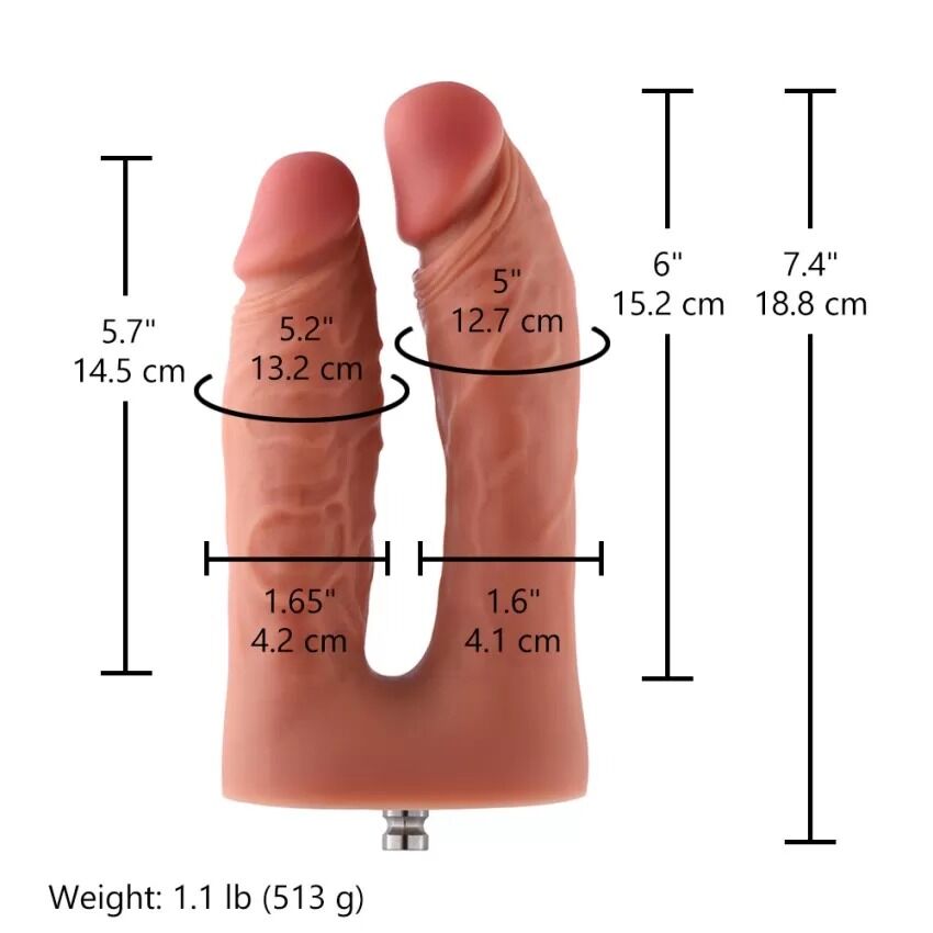 Подвійний фалоімітатор для секс-машин Hismith Silicone Double Penetrator Dildo