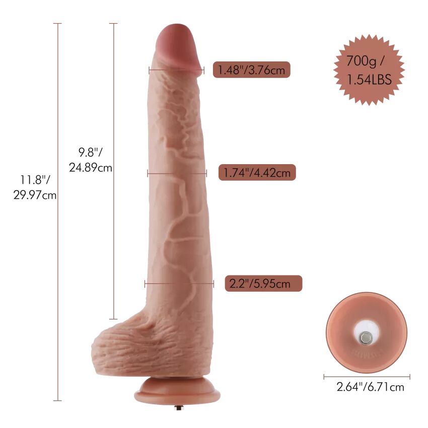Фалоімітатор 11.8″ з вібрацією для секс-машин Hismith Silicone Dildo with Vibe
