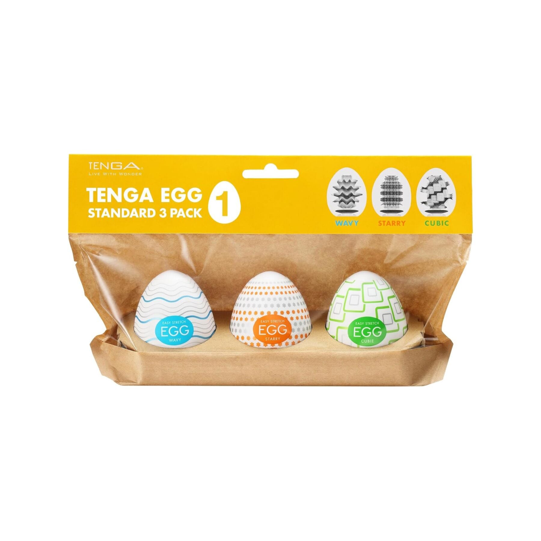 Набір мастурбаторів-яєць Tenga Egg Standard 3 Pack 1 Wavy