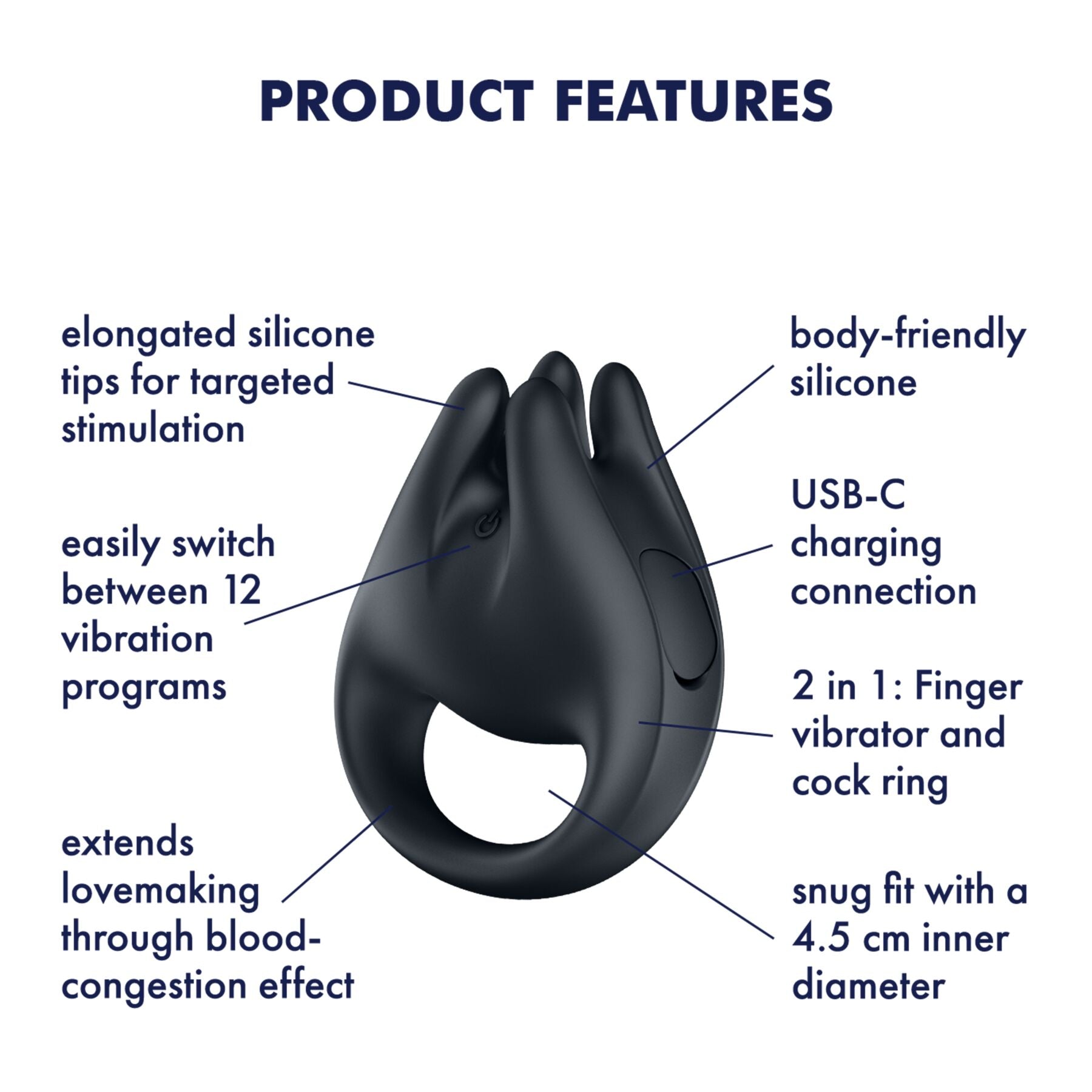Вібратор на палець та ерекційне кільце 2в1 Satisfyer Perfect Pair 1