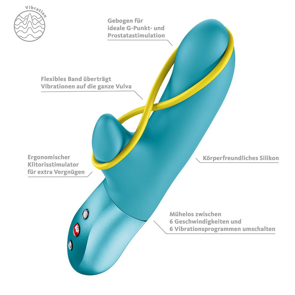 Мінівібратор-кролик зі стимулювальною стрічкою Fun Factory AMORINO Aquamarine