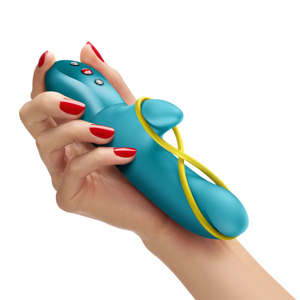 Мінівібратор-кролик зі стимулювальною стрічкою Fun Factory AMORINO Aquamarine