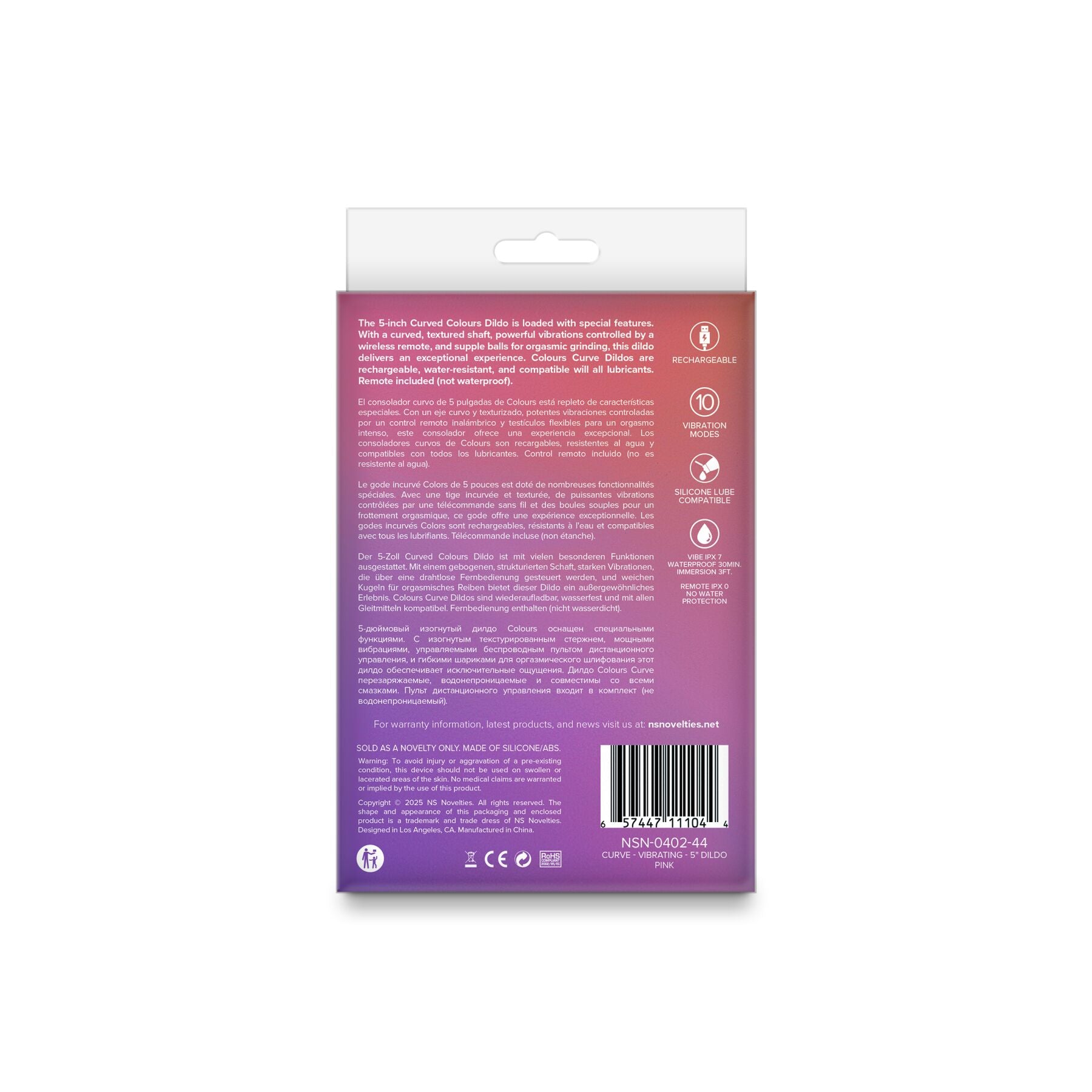 Ділдо з вібрацією NS Novelties Colours - Curve - Vibrating - 5 Dildo