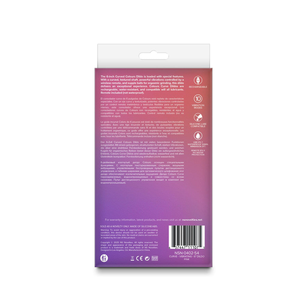 Ділдо з вібрацією NS Novelties Colours - Curve - Vibrating - 6 Dildo