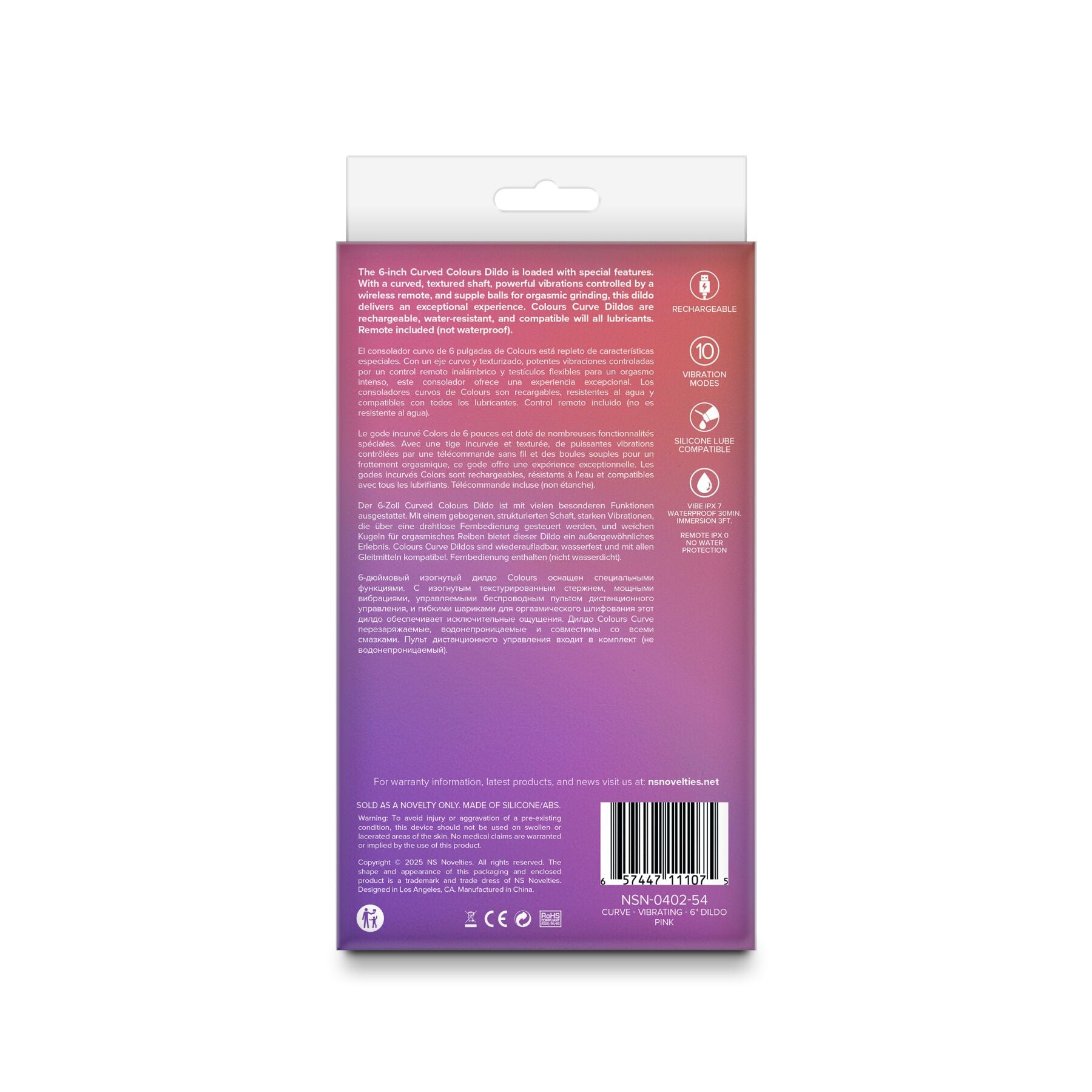 Ділдо з вібрацією NS Novelties Colours - Curve - Vibrating - 6 Dildo